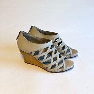 Eileen Fisher Beige Strappy Wedge Sandals